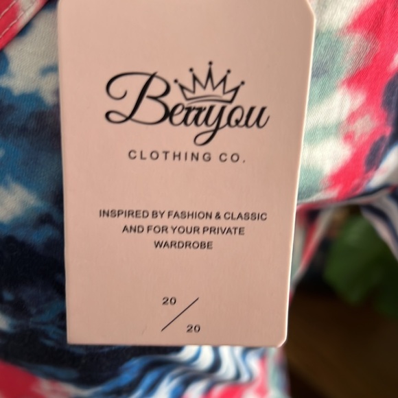 Tie-dye dress/cover-up with peekaboo shoulder and knotted bottom hem - Picture 5 of 7